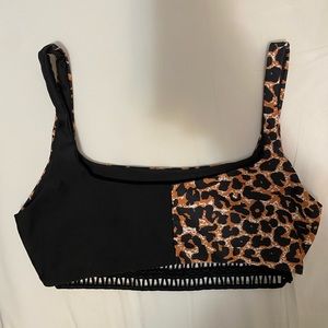 SHEIN Black and Leopard Print Swimsuit